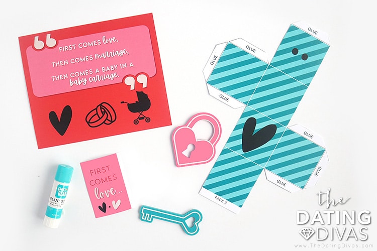 Start off your escape room with a puzzle all about "first comes love." | The Dating Divas