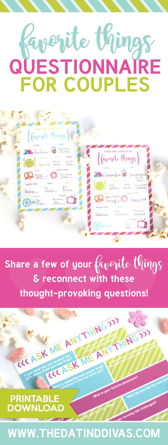 Favorite Things Couples Questionnaire to Reconnect