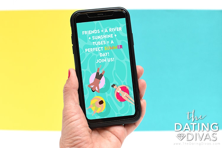 This digital invitation is perfect for inviting your friends to a day of river tubing! | The Dating Divas