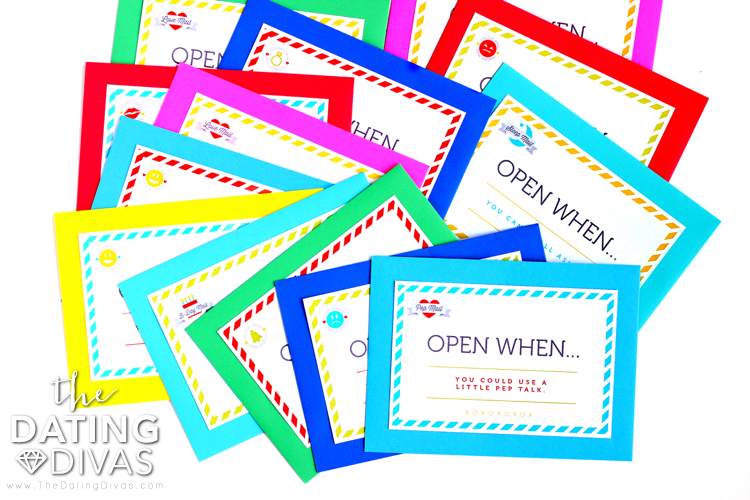 Open When Cards - www.thedatingdivas.com Several colorful envelopes of Open When Cards |The Dating Divas