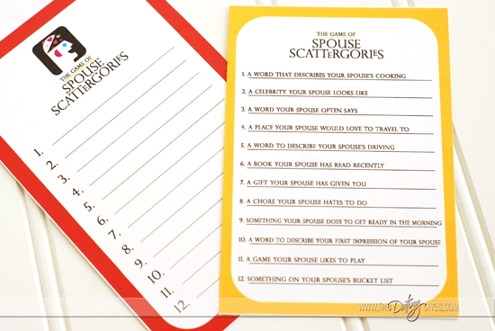 Spouse Scattergories Game Printables