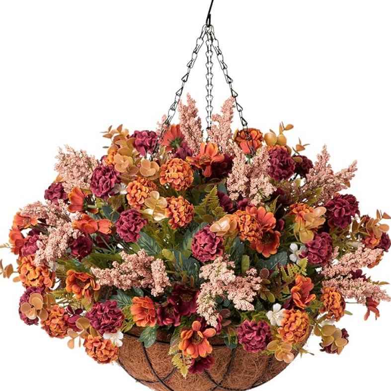 Fall decor for your porch can be as simple as hanging faux plants. | The Dating Divas